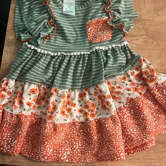 Bonnie Jean Other - Bonnie Jean Green and White Ruffled Tiered Sundress